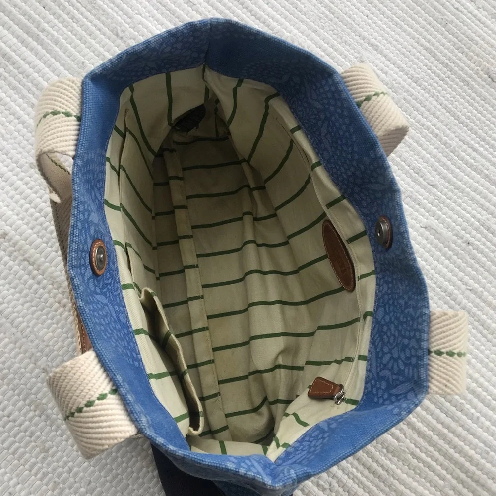 FOSSIL TOTE CANVAS with Leather